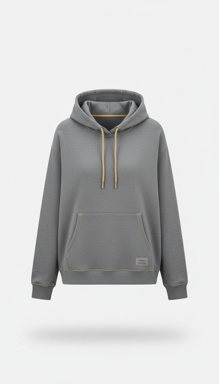 Soft Gold-Accented Still Grey Hoodie