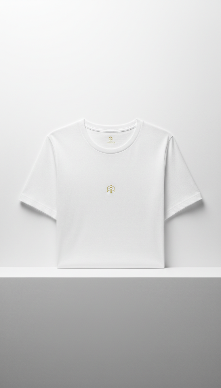Cloud White Minimalist Gold Logo Tee
