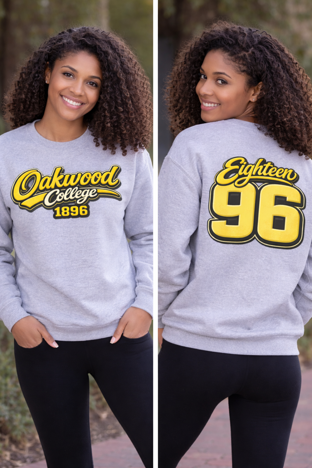 Classic Gray Oakwood College 1896 Crewneck Sweatshirt