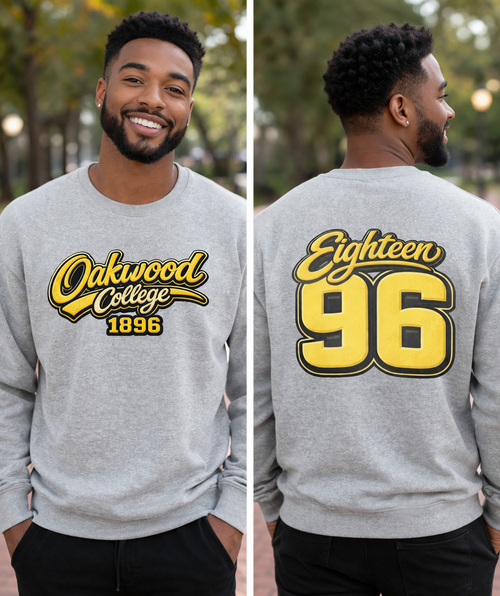 Classic Gray Oakwood College 1896 Crewneck Sweatshirt