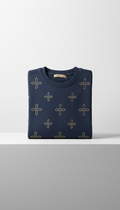 Navy Faith-Embroidered Crewneck